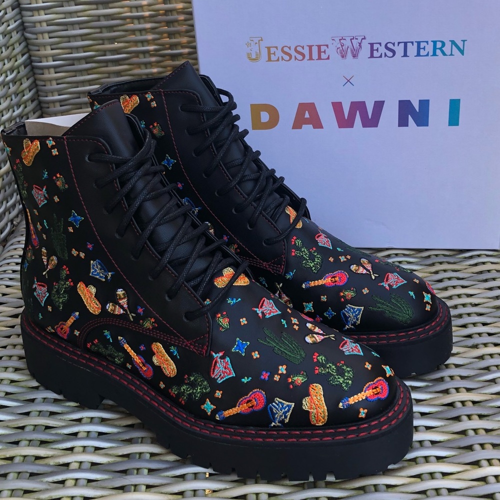 Jessie Western x Dawni Mexican Combat Boots 39 8.5
